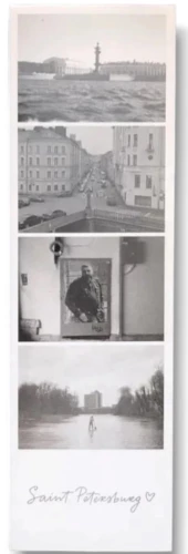 Grāmatu atzīme - Fotokollāža. Rostralā kolonna, melnbalta