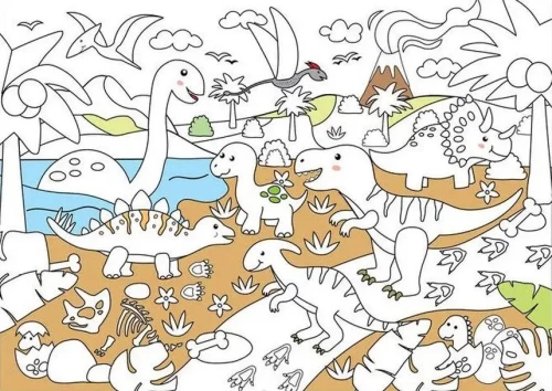 Daudzreizējā krāsojamā grāmata - Dinozauru pasaule