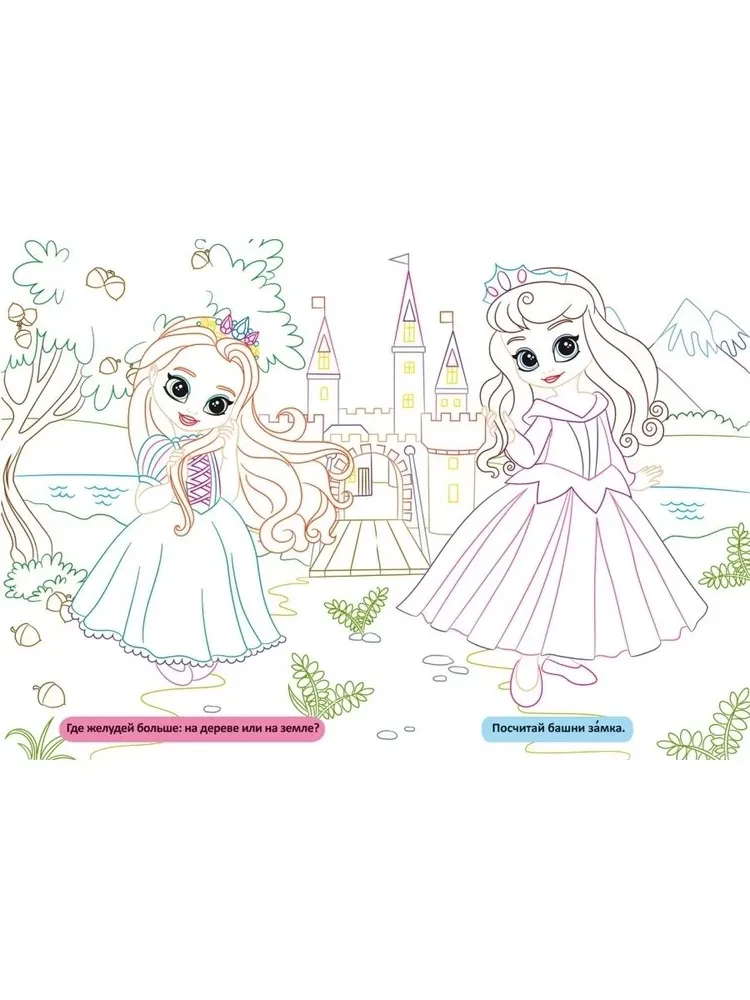 Lielās krāsojamās grāmatas ar krāsainu kontūru. Princeses