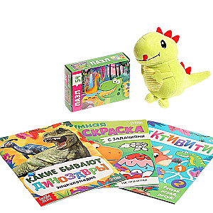 Komplekts (3 vienā) - Dinosauriņš Reksis, grāmatas, puzle
