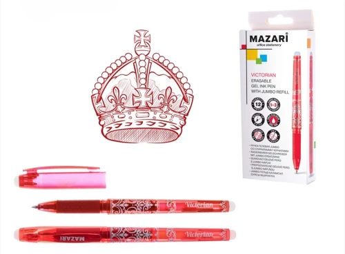 Gela pildspalva Jumbo ar dzēšamām tintēm Victorian, sarkana, 0.5 mm