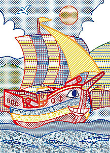Lielas ūdens krāsojamās grāmatas ar krāsainu kontūru. Kuģi