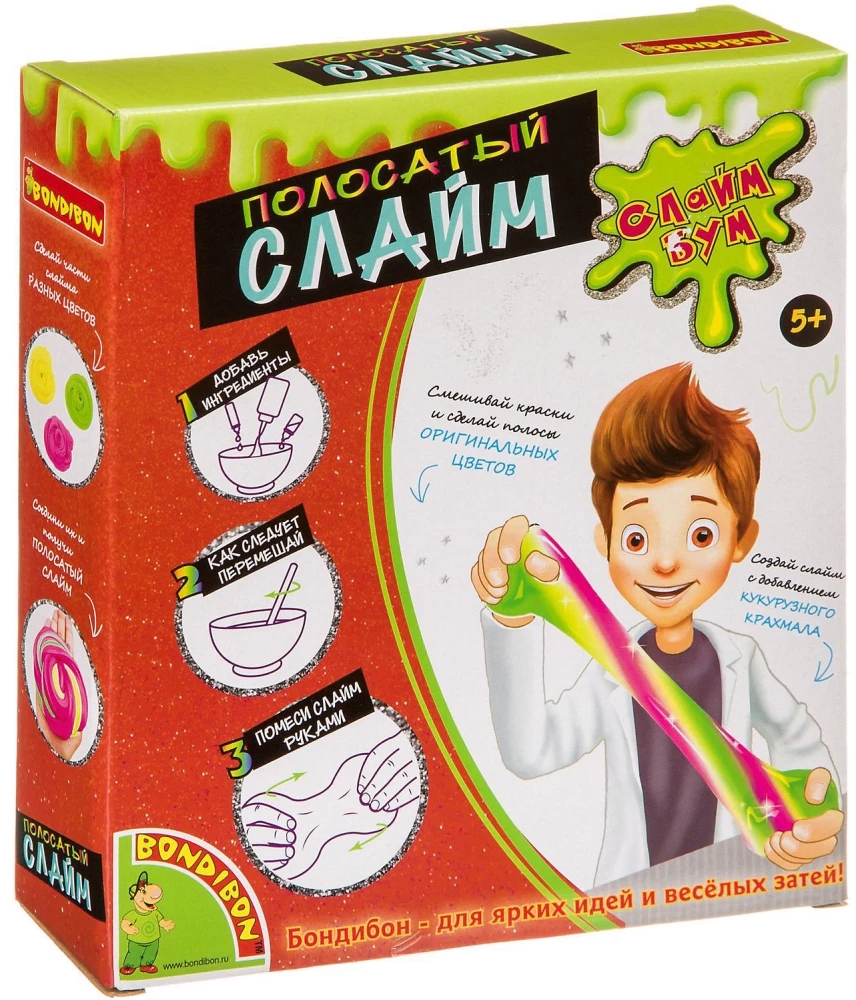 Eksperimentu komplekts - Slime bums. Svītrainais slime