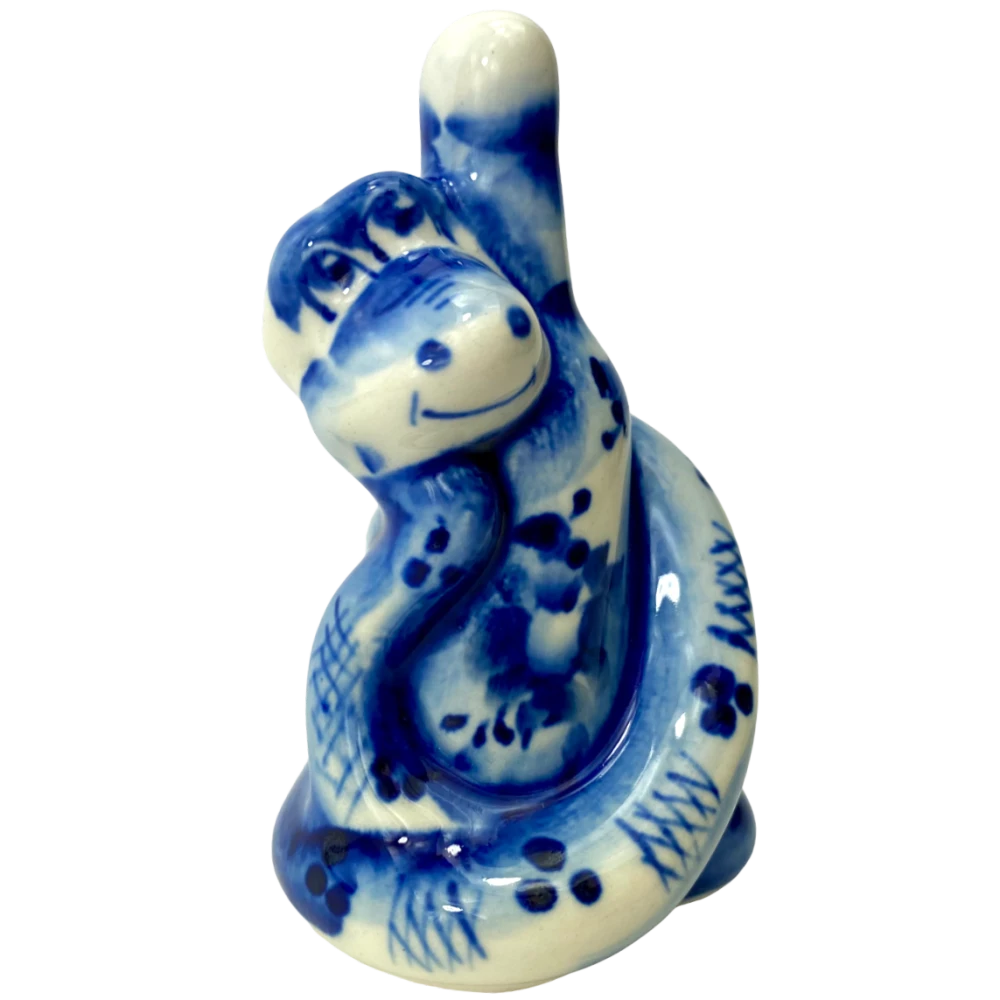 Porcelāna statuete - Čūska - ar pudeli (9x6)