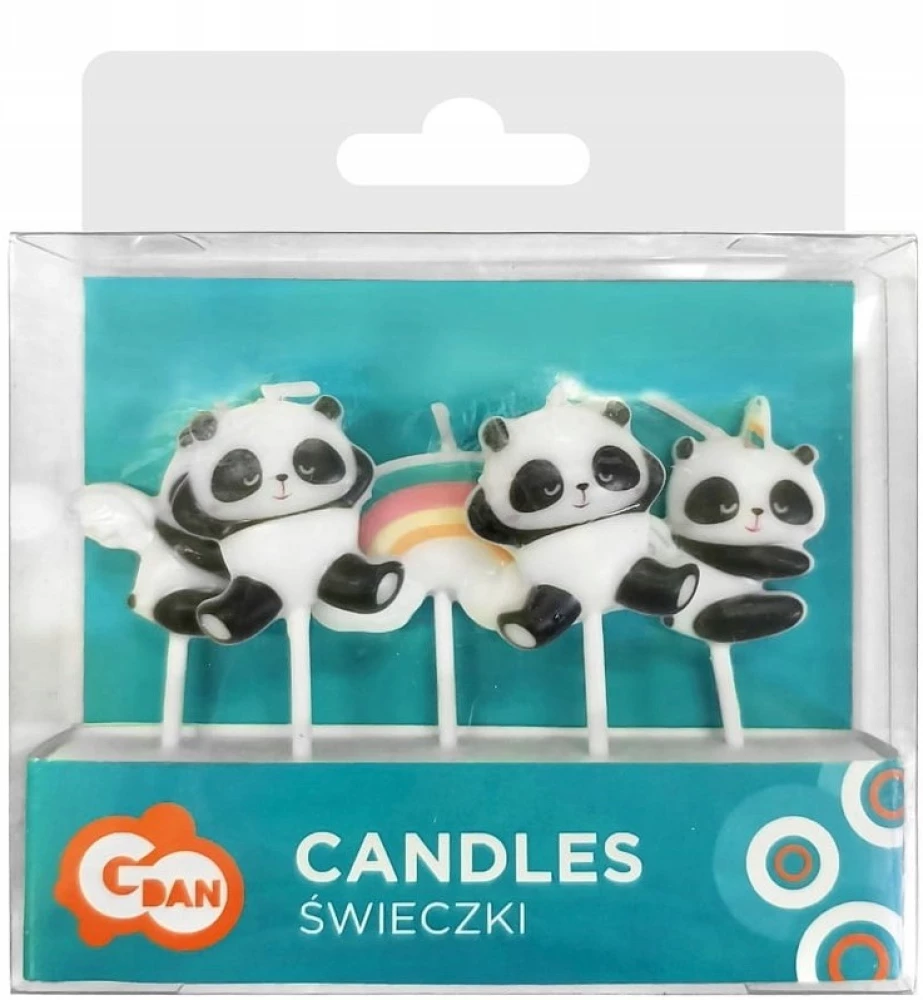 Sveču komplekts - Panda, 6 gab.