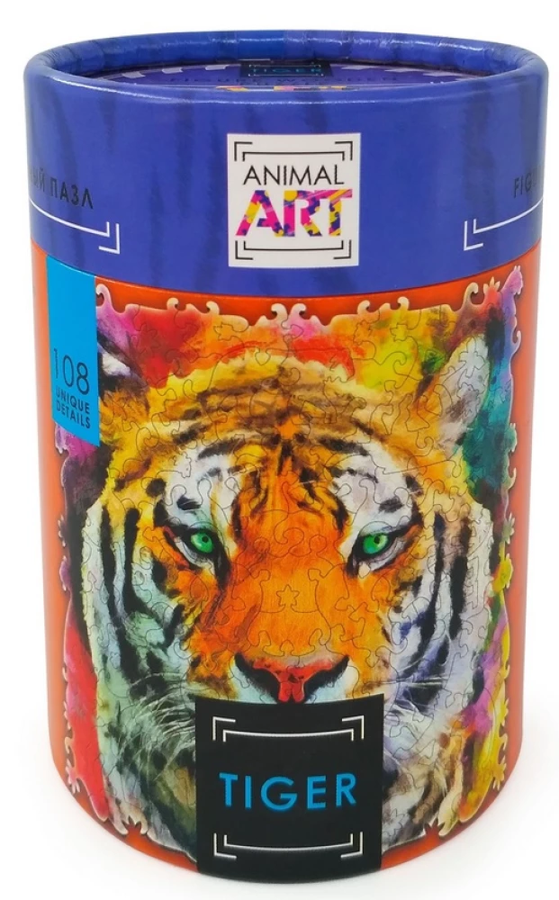 Figurālais koka puzle - ANIMAL ART. Tīģeris 108 detaļas