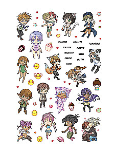 Anime & Kawaii. Lai rotātu ikdienas piezīmju grāmatu, viedtālruni vai klēpjdatoru! Vairāk nekā 600 jauku uzlīmju!