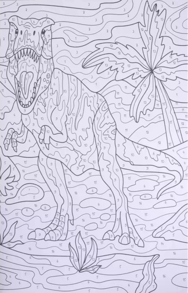 Krāsošana pēc numuriem - Dinozauru pasaule