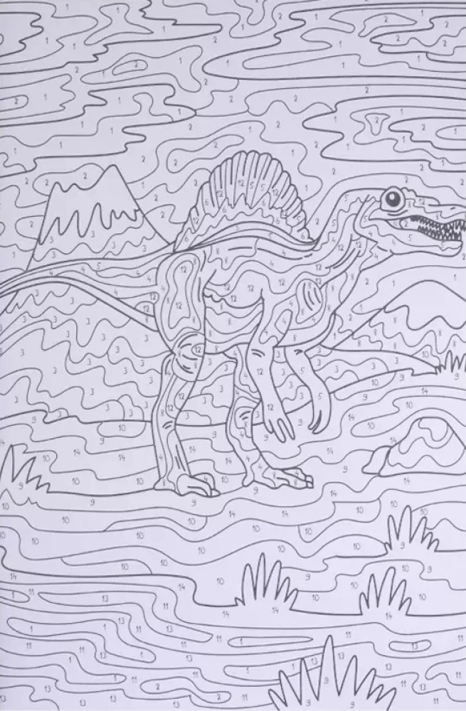 Krāsošana pēc numuriem - Dinozauru pasaule