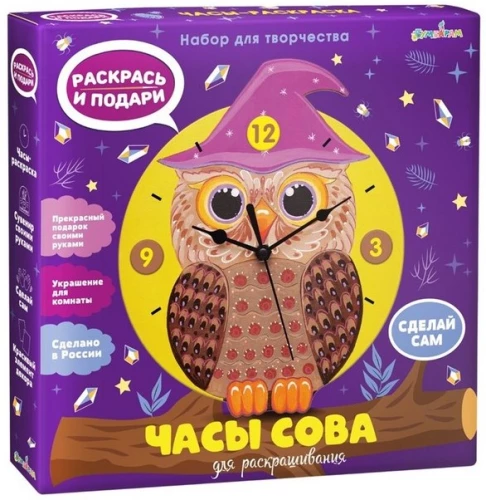 Radošais komplekts - Krāsojamie pulksteņi. Pūce