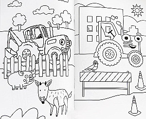Maksī krāsojamā grāmata ar uzlīmēm. Zilais traktors