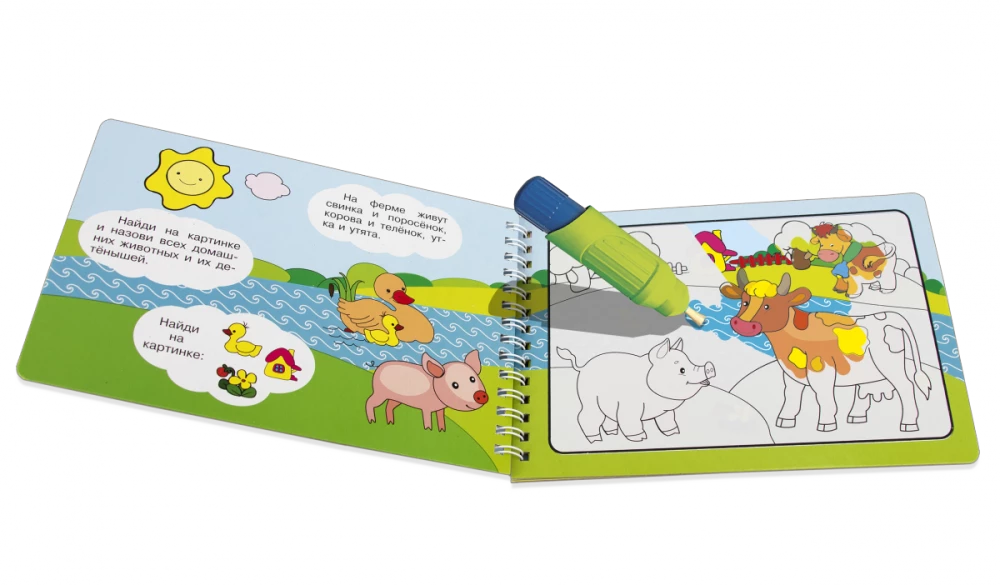 Daudzreizējā krāsojamā grāmata. Zīmējam ar ūdeni. Burvju krāsojamā grāmata. Mājdzīvnieki