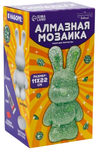 Dimanta mozaīka uz figūriņas - Zaķis (zaļš)