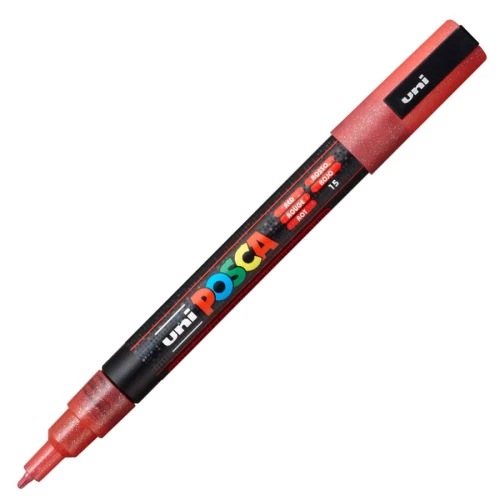 Marķieris Posca pc-3ml, sarkans ar spīdumiem, 0.9 - 1.3 mm, lodes formas uzgalis