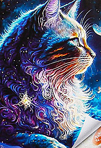 Attēls pēc numuriem ar kristāliem no kristāla - Kosmiskais kaķis