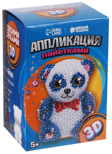 Аппликация пайетками Панда + 4 цвета пайеток