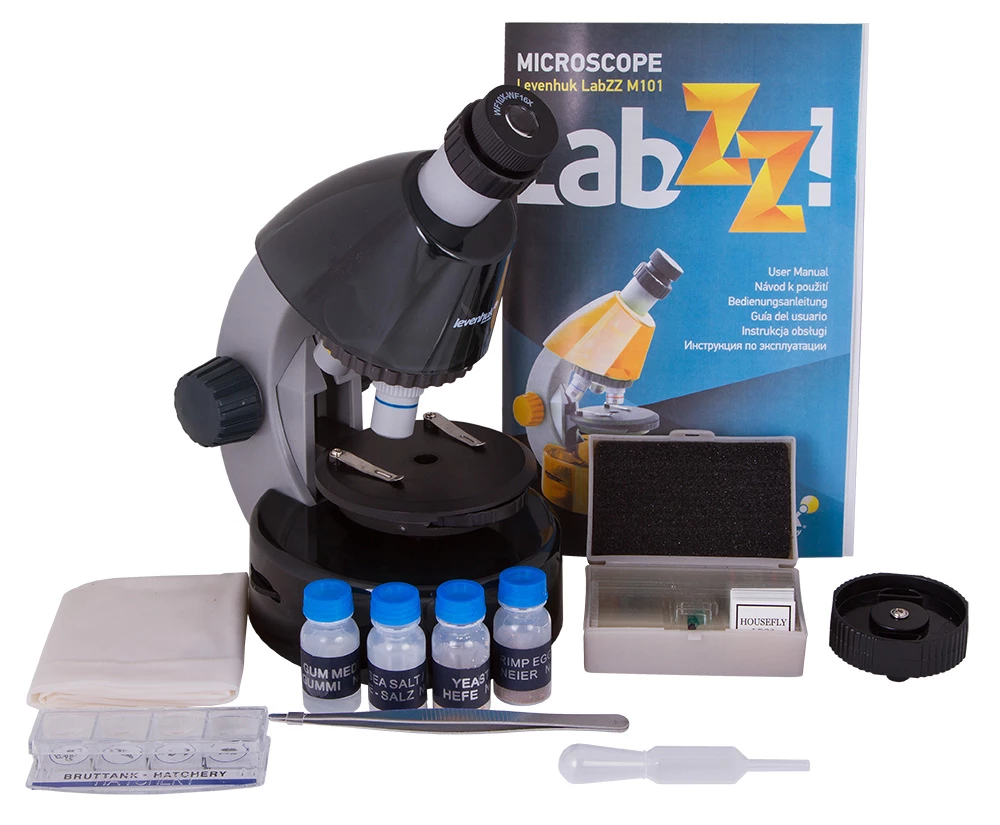 Микроскоп Levenhuk LabZZ M101, темно серый