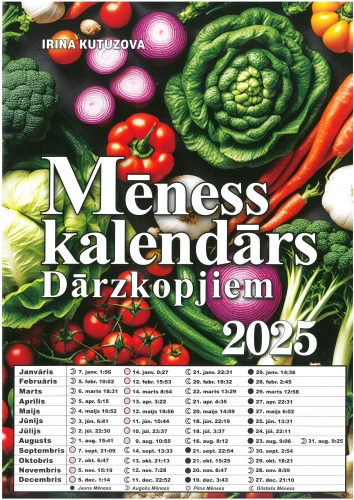 Kalendārs - Mēness kalendārs dārzniekiem 2025 (LV)