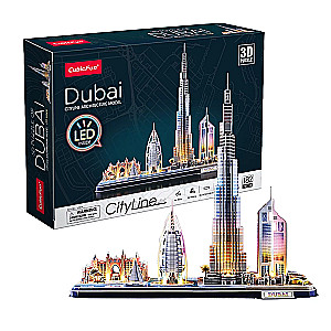 3D puzle Dubaija ar LED apgaismojumu, 182 detaļas