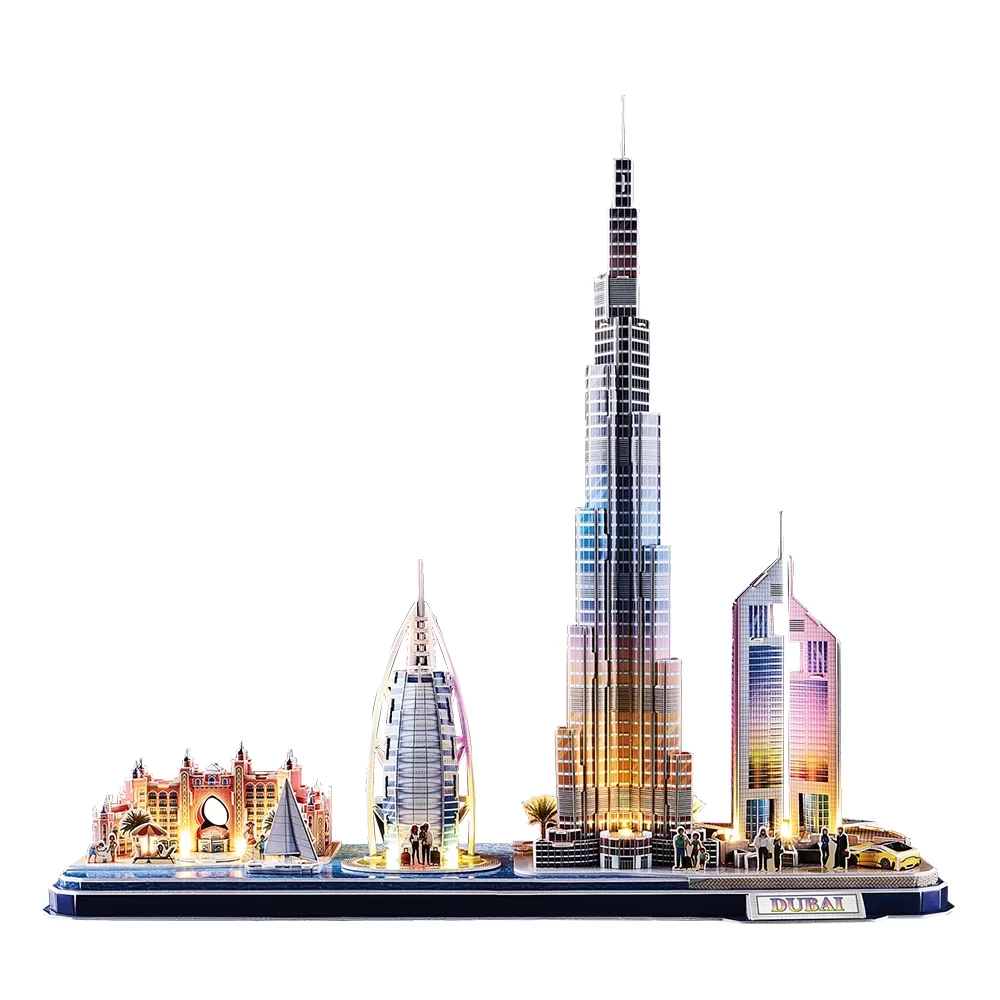 3D puzle Dubaija ar LED apgaismojumu, 182 detaļas