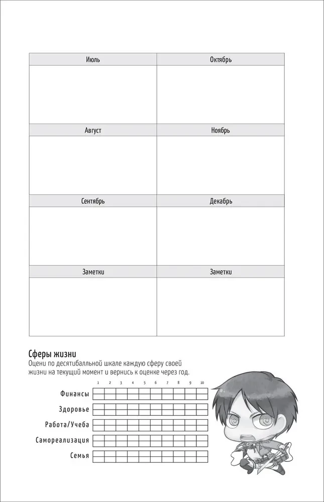 Titānu uzbrukums. Bullet Journal katrai dienai. Čibi