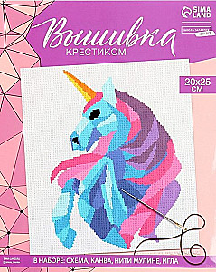 Вышивка крестиком - Полигональная вышивка: Единорог (20x25)