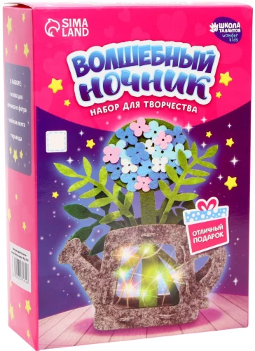 Radošais komplekts, nakts gaisma no filca - Ziedi