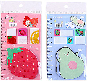 Grāmatu atzīmju komplekts ar līmējošu malu - Bright fruit, dažādība