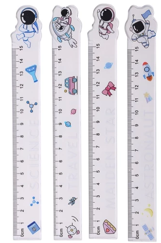 Plastmasas lineāls 15 cm, assorti 4 dizaini