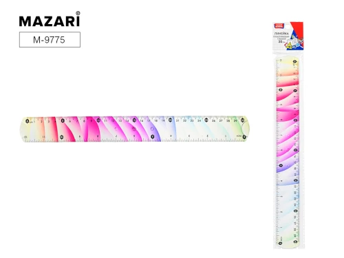 Plastmasas lineāls, 30 cm, elastīgs, krāsains