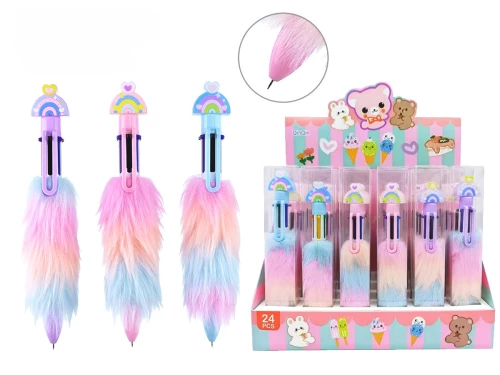 Automātiskā lodīšu pildspalva Plush Rainbow, dažādās krāsās
