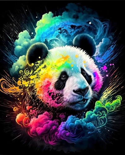 Glezna pēc numuriem - Krāsaina panda