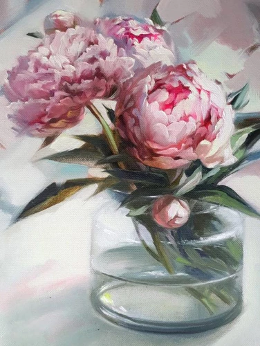 Glezna pēc numuriem - Peonijas vāzē