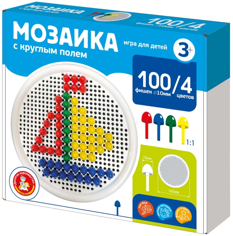 Bērnu mozaīka ar apaļu laukumu (100 elementi)