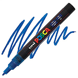 Marķieris UNI Posca PC-3ML, zils ar spīdumiem (33)