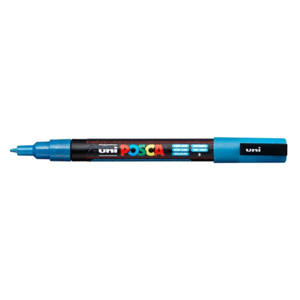 Marķieris UNI Posca PC-3ML, gaiši zils ar spīdumiem (8)