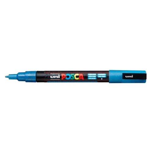 Marķieris UNI Posca PC-3ML, gaiši zils ar spīdumiem (8)