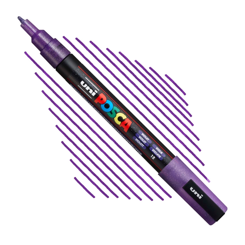 Marķieris UNI Posca PC-3ML, violets ar spīdumiem (12)