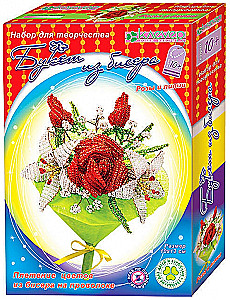 Buket no pērlēm. Rozes un lilijas