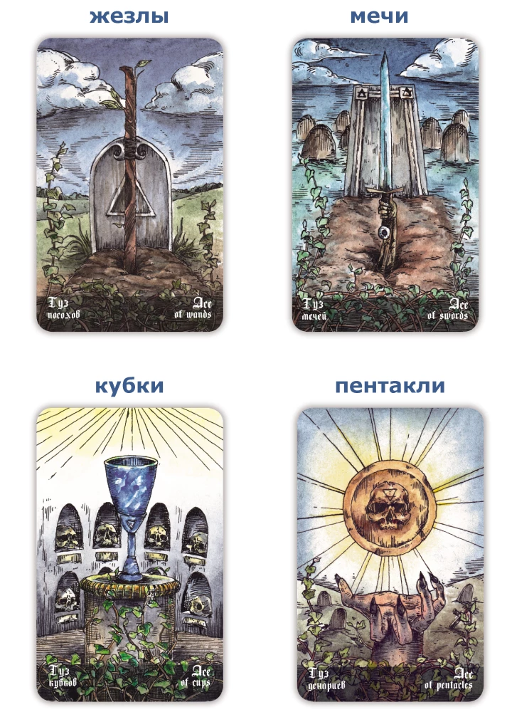 Гадальные карты - Кладбищенское Таро. Necropolis Tarot с инструкцией (78 карт)