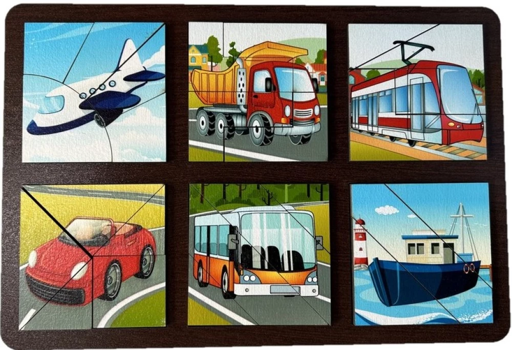 Attīstošā detaļa - Saliec kvadrātu. Transports