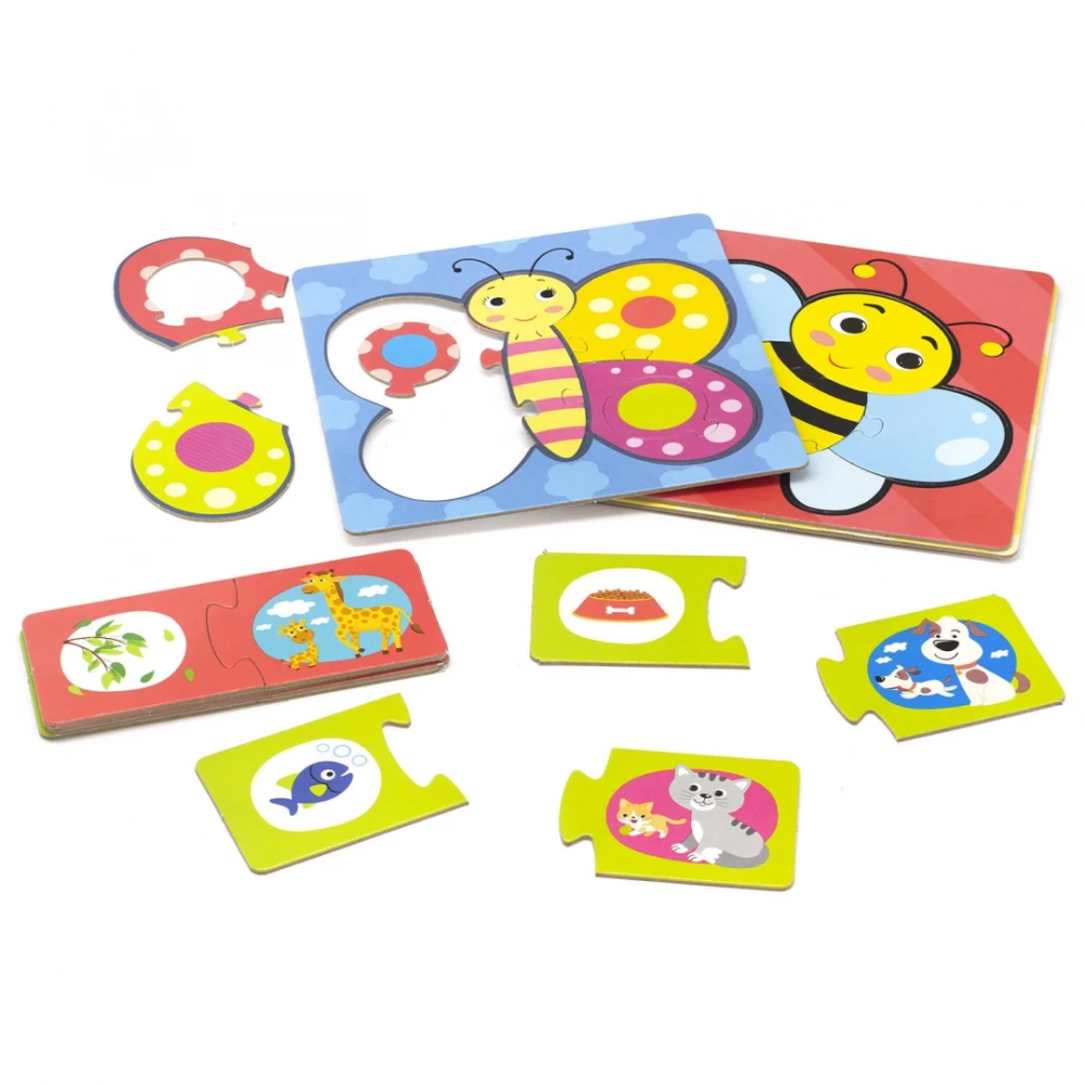 Attīstošā spēle - Pužļu-sorteris (4in1). Dārzā