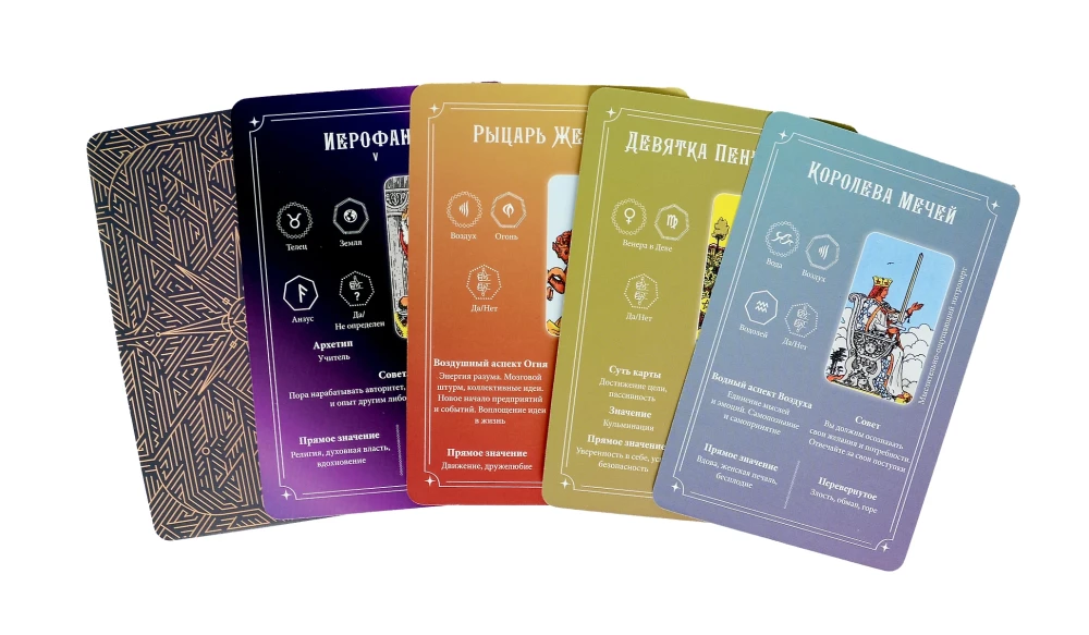 Tarot Ueita. Efektīva apmācība. No iesācēja līdz meistaram. 78 kartes ar norādēm uz kartēm + 50 izkārtojumu