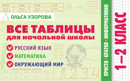 Visas tabulas sākumskolai. 1–2 klase. Krievu valoda, matemātika, apkārtējā pasaule
