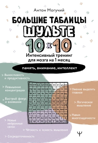 Lielās Šulces tabulas 10x10. Intensīva treniņa programma smadzenēm uz 1 mēnesi. Atzīmes: atmiņa, uzmanība, intelekts