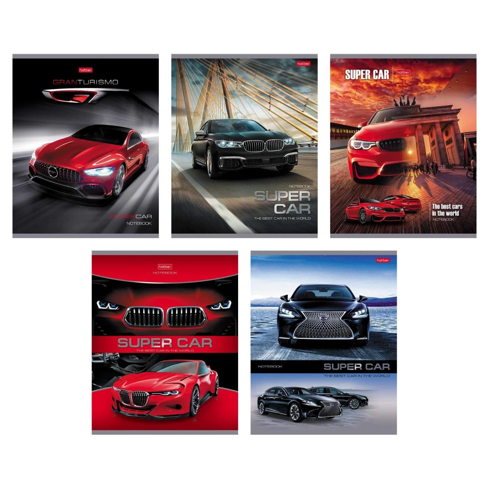 Pārbaudījumu mape ar kvadrātveida lapām, 48 lapas - SUPER CARS