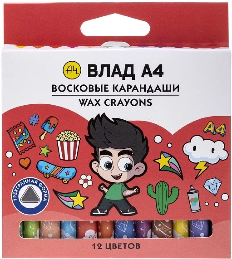 Vaksas krītiņi - Vlad A4, 12 krāsas