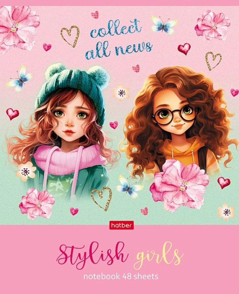 Тетрадь в клетку, 48 листов - Stylish Girls, в ассортименте