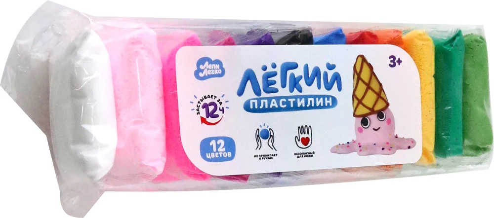 Пластилин легкий - Лепи легко, 12 цветов