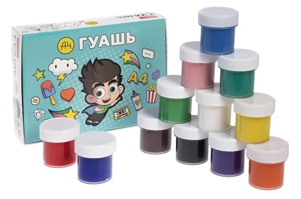 Guaša, 12 krāsas pa 10ml - Vlad A4